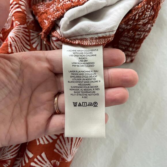 Anthropologie Maeve Printed Wide Leg Pull On Sea Shell Red Orange Pants, Large - Picture 12 of 13